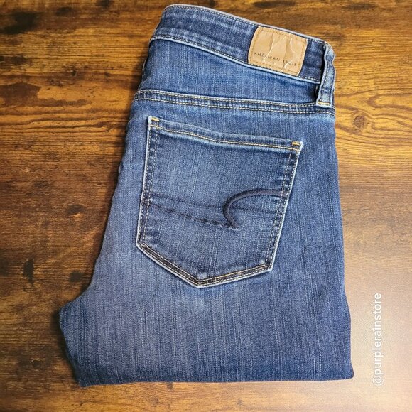 American Eagle Jeans 4 S Skinny Mid Rise Next Level Stretch Medium Dark Wash - Picture 3 of 13